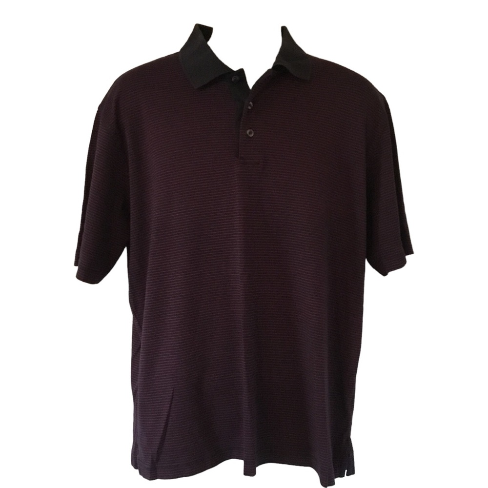Kenneth Roberts men’s polo short sleeves blue & purple stripes. Size large